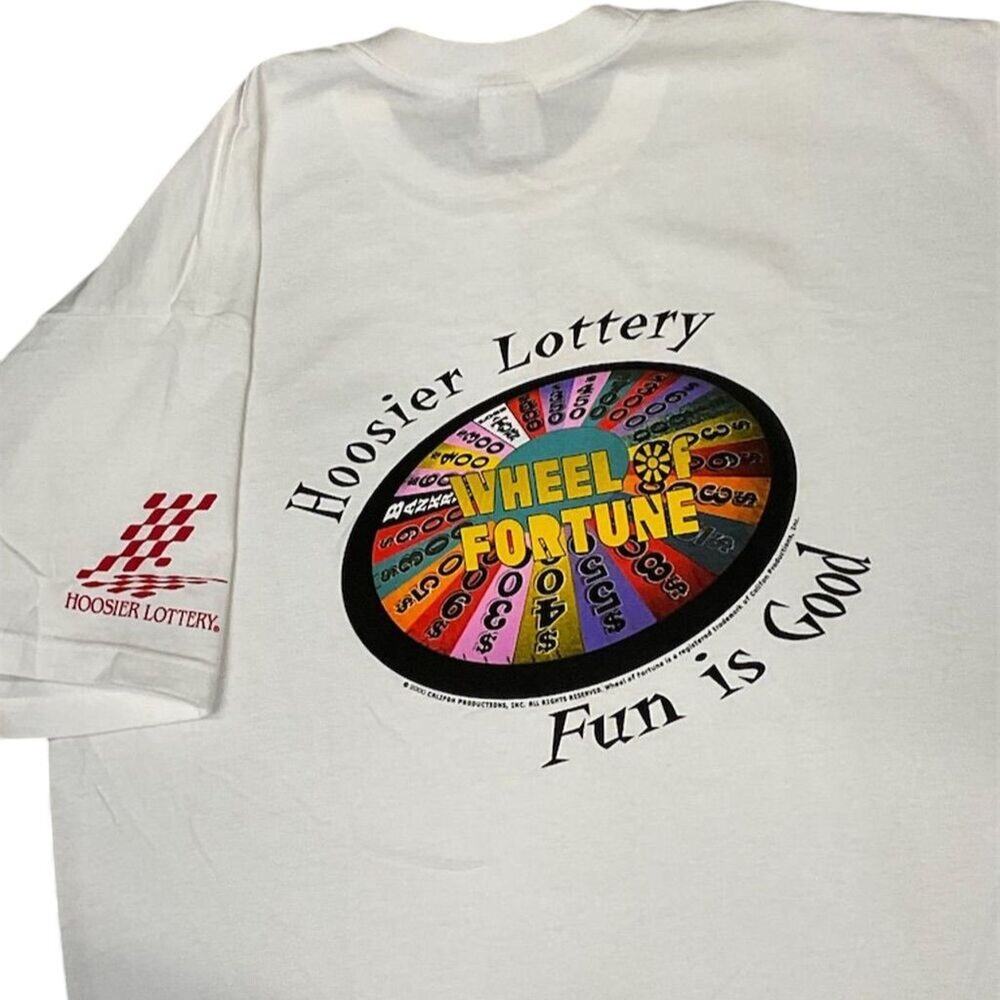 Vintage 2000 Wheel of Fortune Hoosier Lottery Mens T-Shirt‎ XL White